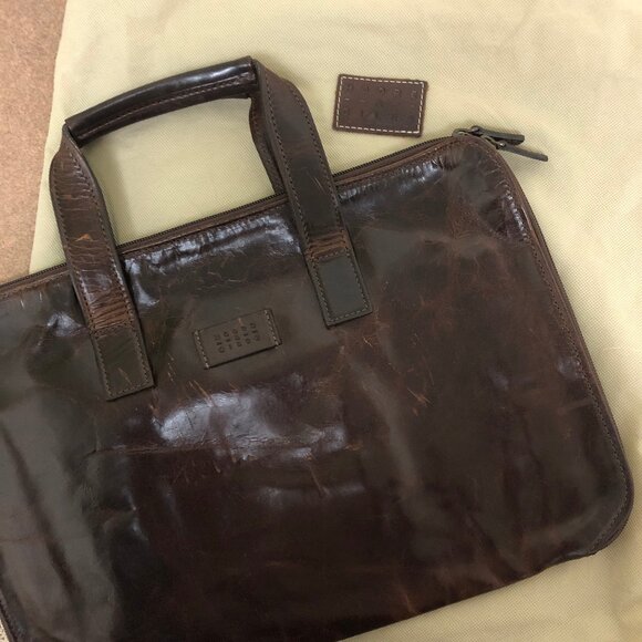 Moore & Giles Slim Portfolio Briefcase Brown Leather NEW with dust bag - Picture 1 of 12